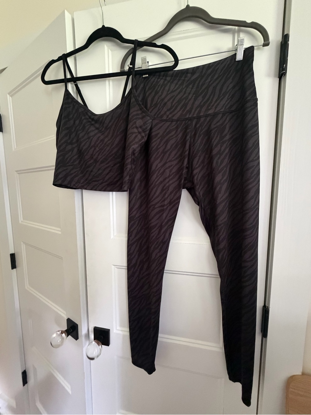 Beyond Yoga Black Zebra-Print Activewear Top